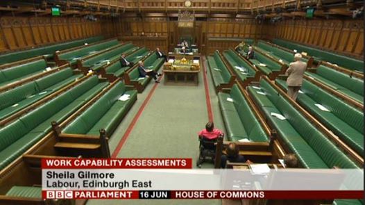 National disgrace: The green benches were almost empty during yesterday's debate on the DWP's new 'mandatory reconsideration' regime - and the potential number of deaths it is causing.